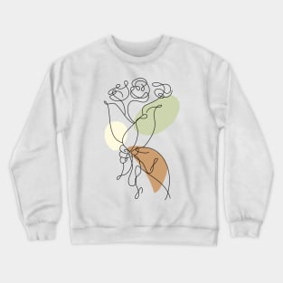 Flower Bouquet Shape Minimalist Line Art Drawing Crewneck Sweatshirt